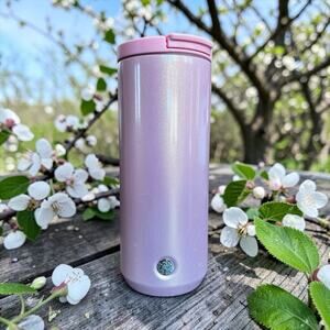 Pink Shimmer Travel Tumbler Stainless Steel Coffee Cup 2020 EUC